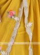 Mustard Yellow Silk Saree With Pearl And Cut Dana Work Border